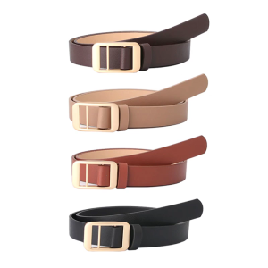 Modern Faux Leather Belt For Women Golden Tone Closure Adjustable Strap For Any Occasion