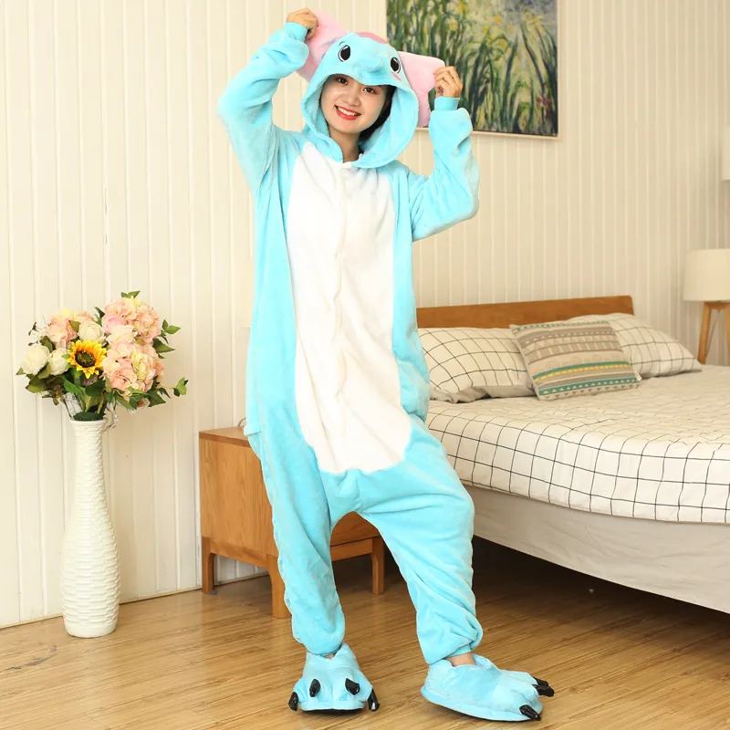 New Blue Elephant Onesies Unisex Kigurumi Animal Women's Pajamas