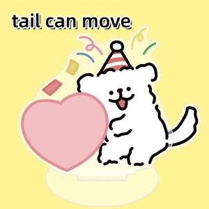 YF Maltese beat the wooden fish stand can swing up and down white dog wag tail desk ornaments FY