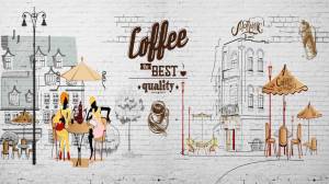 TRANH DÁN TƯỜNG TRANG TRÍ CAFE TRÀ SỮA KT 80CM*1M2