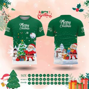 [Christmas Theme Series] Merry Christmas Full Color Printed Short Sleeve T-shirt with Multiple Colors Available Cartoon Santa Claus Snowman Festival Top Available in Multiple Sizes Available in Large Size S-5XL