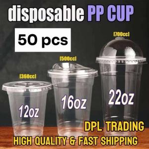 【CHEAPEST】[50pcs/100pcs] Plastic PP Y Cup PET w Lids SET (8oz 12oz 16oz 22oz) 95mm Milktea Cups DPL2