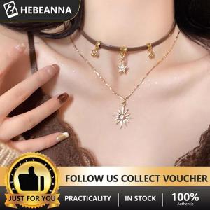 hebeanna 1 2ชิ้นสร้อยคอแฟชั่นดาวเพทายสำหรับผู้หญิงสร้อยคอวินเทจเครื่องประดับสร้อยคอจี้ดาวสองชั้นปรับได้