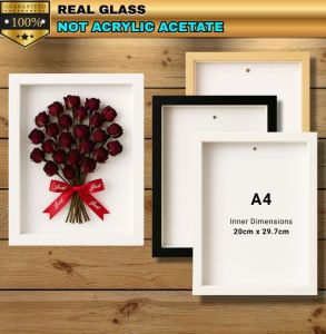 A4 Glass Shadow Box Frame Wooden Display Flower Frame 3D DIY Frame For Dried Flowers Preservation Wedding Essential Keepsake Wedding Bouquet Frame Box