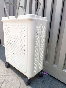 Giỏ Nhựa Đựng Quần Áo Xếp Gọn Đồ Gia Đình Có Quai Và Bánh Xe Di Chuyển