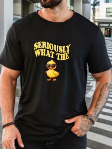 MEN SERIOUSLY WHAT THE Little Yellow Duck Pattern Summer Casual Crew Neck Short T-Shirt