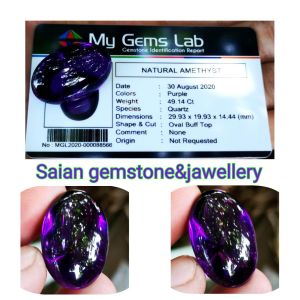 Batu Natural Purple amethyst/Kecubung bungur kristal Clean top playing+ Memo My gems Lab