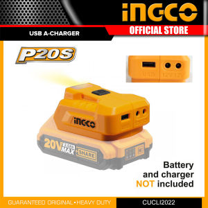 INGCO เครื่องชาร์จ USB-A แบบไร้สาย (ไม่รวมแบต และ แท่นชาร์จ) รุ่น CUCLI2022 (สามารถใช้แบตIngco 20v 2AH4AH)