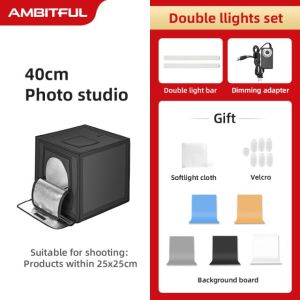 AMBITFUL 40cm 60cm 80cm LED Photo Studio Light Box Adjustable Brightness Luces Led Light Softbox with 5 Color Background Paper