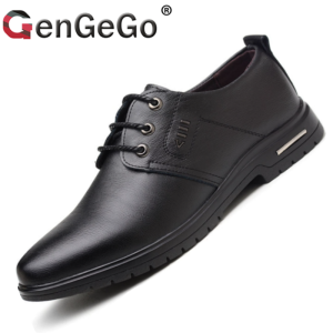 Brand GenGeGo COD（3 Days Delivery）Mens Shoes Casual Fashion Oxford Shoes Leather Lace Up Formal Dress Shoes Dress Shoes Work Shoes