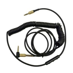 LIVELYN Coiled Headphone Replacement Cable Built-In Microphone Inline Remote Headphone Audio Cord Angled Connector Coiled Audio Cable for Monitor/Major II 2/Major III 3/Mid BT Music Listening