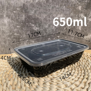 กล่องพลาสติกสีใส/ดำ กล่องใส่อาหาร กล่องไมโครเวฟ กล่องข้าว กล่องพร้อมฝา500/650/750/1000/1500ml แพ็ค50