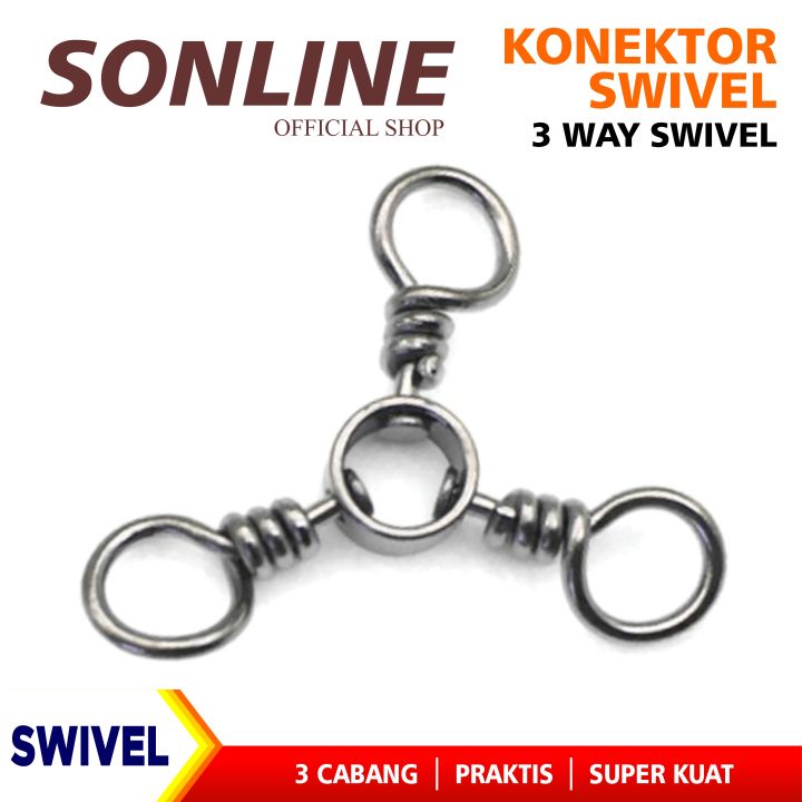 SONLINE KiliKili Barrel Swivel 3 Mata 3 Way Swivel Ring Fishing Line  Connector