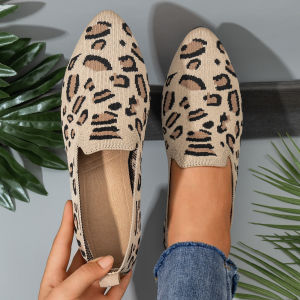 WomenS Soft Sole Loafers WomenS Shallow Color Flat Shoes Breathable Knit Soft Sole Pointed Toe Casual Shoes