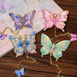 NEXASHOP Butterfly Bookmark Gold Foil Design Metal Page Marker Durable with Charm Chain Butterfly Bookmark Students