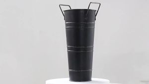 Umbrella Stand Holder Metal Umbrella Bucket Freestanding Umbrella Rack Barrel Canes Walking Sticks Clubs Organizer Rustic Floral Bucket Floor Vase for Entryway Porch Indoor (Black)