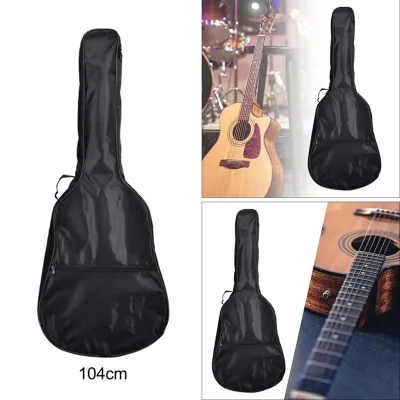 PLAYOU 41in Acoustic Guitar Bag Double Straps Padded Black Guitar Backpack Oxford Fabric Soft Carry Case Bag Cover