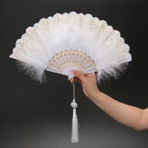 XUNJIE Thời trang Cổ điển Cho Lolita Trang phục Phụ Kiện Handmade Với Dây Chuyền Múa Hand Fan Đảng Trang Trí Nội Thất Lông Fan Hâm Mộ Gấp Quà Tặng đám cưới