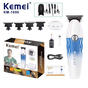 Kemei Km-1690 3V 10W 1600mAh Quality Battery 7000RPM Motor Hair Trimmer Powder Metallurgy Blade 4 Adapters Over 2hr Hair Clipper