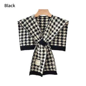 Women Cross Knitted Shawl Tender Houndstooth Lazy Lady Small Shawl Outer All-Match Scarf