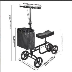Adjustable Comfort Knee Walker for Injury Recovery and Mobility Aid - Shock-Absorbing Four-Wheeled Stroller Portable & Foldable Design