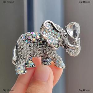 [COD] Big House เข็มกลัดคริสตัลพลอยเทียมรูปสัตว์ช้างแฟชั่นสำหรับผู้หญิงเสื้อโค้ทเครื่องประดับของขวัญ