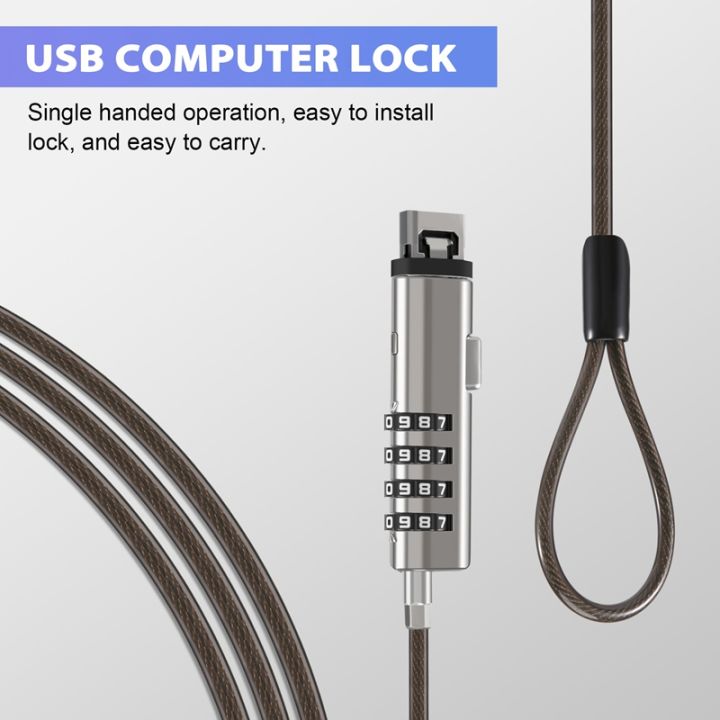 Net Computer Lock Usb 4 Digital Universal Lock USB Laptop Security Cable Lock for Computer ...
