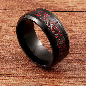 แหวนผู้หญิงอัลลอยสีฟ้าเหล็กไทเทเนียมเรียบง่ายผู้ชายชุบ