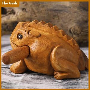 [The Gesh] Lucky Thailand Wood Thailand Traditional Craft Wooden Lucky Croaking Musical Instrument Home Office Desk Decor Lucky Frog Crafts