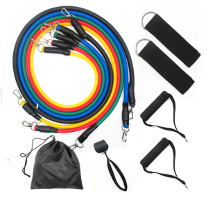 Dây cao su đàn hổi kháng lực 11 món tập full body Bộ 5 dây ngũ sắc tập gym thể hình tại nhà lực kéo 20-50Kg