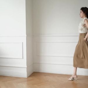 Ammin 2024 thời trang mùa xuân và mùa thu r Pleated Dây kéo thiết kế giữa Chiều dài đi lại kinh doanh OL váy thanh lịch phụ nữ phong cách Hàn Quốc đơn giản màu trơn A-line Chân Váy Ngắn