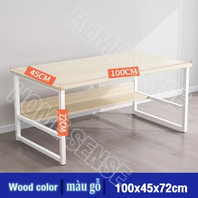 HOMESENCE Bàn làm việc học tập mặt bàn bo góc và định vị 4 lỗ bắt ốc dễ tháo lắp chân sắt sơn tĩnh điện mặt gỗ MDF cao cấp