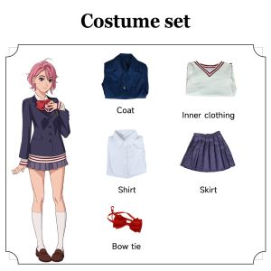 Dandadan Aira Shiratori Cosplay Costume School Uniform Full Set Blazer Sweater Skirt Wig for Halloween Role‑Play