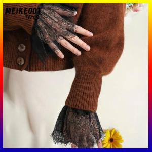 MEIKE001 1คู่ตกแต่งแขนเสื้อลูกไม้แขนเสื้อปลอมสำหรับงานแต่งงาน flounces ป่าแขนข้อมือจีบ