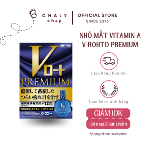 Nước nhỏ mắt cap cấp V Rohto Premium xanh phục hồi mắt 15ml Nhật