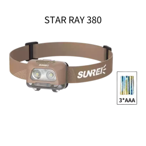 Sunrei Senter Kepala Star Ray 380 480 500 Lumens Headlamp Hybrid Battery Litium AAA Rechargable IPX6 Waterproof IPX8