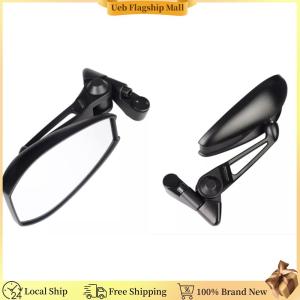 [Ueb Flagship Mall] 2Pcs Motorcycle End Bar Rearview Mirror Adjustable Anti-Glare Motorbike Handlebar Rear View Mirrors White/Blue Lens for Street Bicycle Motorbikes