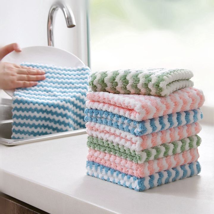 Dish Rag Colorful Colorful Striped Dishwashing cloth Absorbent Dishcloth Household ...