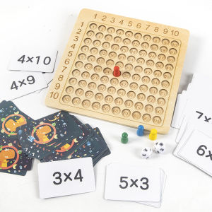 Wooden Montessori Multiplication Board Game Kids Learning Educational Toys Math Counting Hundred Board Interactive Thinking Game
