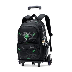 ZIRANYU Large Capacity Student Backpack 2024 New Wheeled Boys Waterproof Luggage Trolley Bag Detachable Childrens Trolley Bag Elementary School Bag