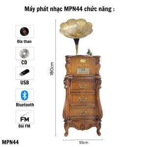 Máy phát nhạc phong cách tân cổ điển MPN44- Đa chức năng đĩa than đĩa CD DVD USB Bluetooth và đài FM.