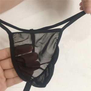 GO THRU กางเกงในธองของผู้ชายกางเกงในผู้ชายเซ็กซี่ลายเสือดาวดีไซน์ตาข่าย