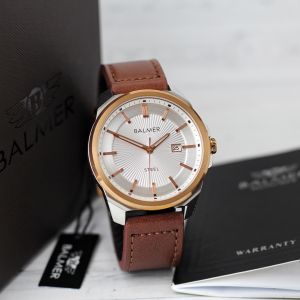 Jam tangan pria Balmer 7958 tali kulit tanggal aktif original