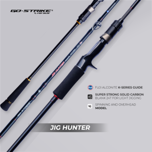 Joran Pancing GostrikeVersus Jig Hunter Solid Carbon 24T Fuji Alconite Guide Light Action - Spinning & Overhead + FREE KONES