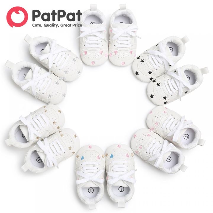 Baby / Toddler Valentine Pretty Stars Embroidery Solid Prewalker Shoes (Various colors)