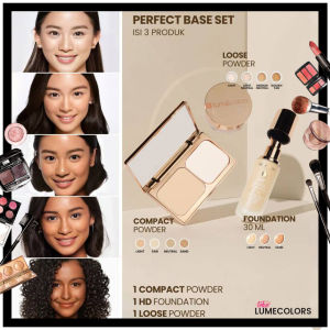 Agen Resmi Lumecolors Paket Hemat Bundling Perfect Base Foundation Compact Powder Loose Powder