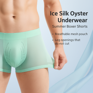 Ice Silk Oyster Underwear Summer Boxer Shorts Solid Color Breathable Shorts Thin Section Boxers Underpants Comfortable Antibacterial Summer Underwear
