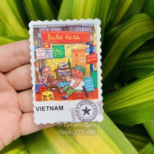Nam châm tủ lạnh Việt Nam hình con tem in 3D chủ đề thắng cảnh con người Việt Nam