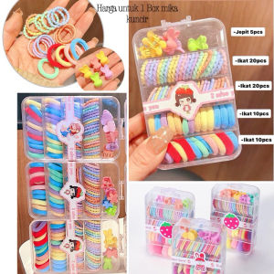 BELLA FREE BOX - KUNCIR JEPIT MIX PASTEL KOREAN STYLE / AKSESORIS RAMBUT ANAK SET MODEL KOREA / KUNCIRAN JEPITAN IKAT RAMBUT ANAK ELASTIS