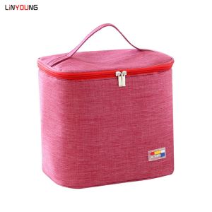Linyoung Túi Ăn Trưa Dung Tích Lớn Túi Cách Nhiệt Màng Nhôm Hộp Ăn Trưa Túi Giữ Ấm Và Lạnh Dây Kéo Đựng Thức Ăn Đồ Uống Sữa Hanbag Túi Đi Dã Ngoại
